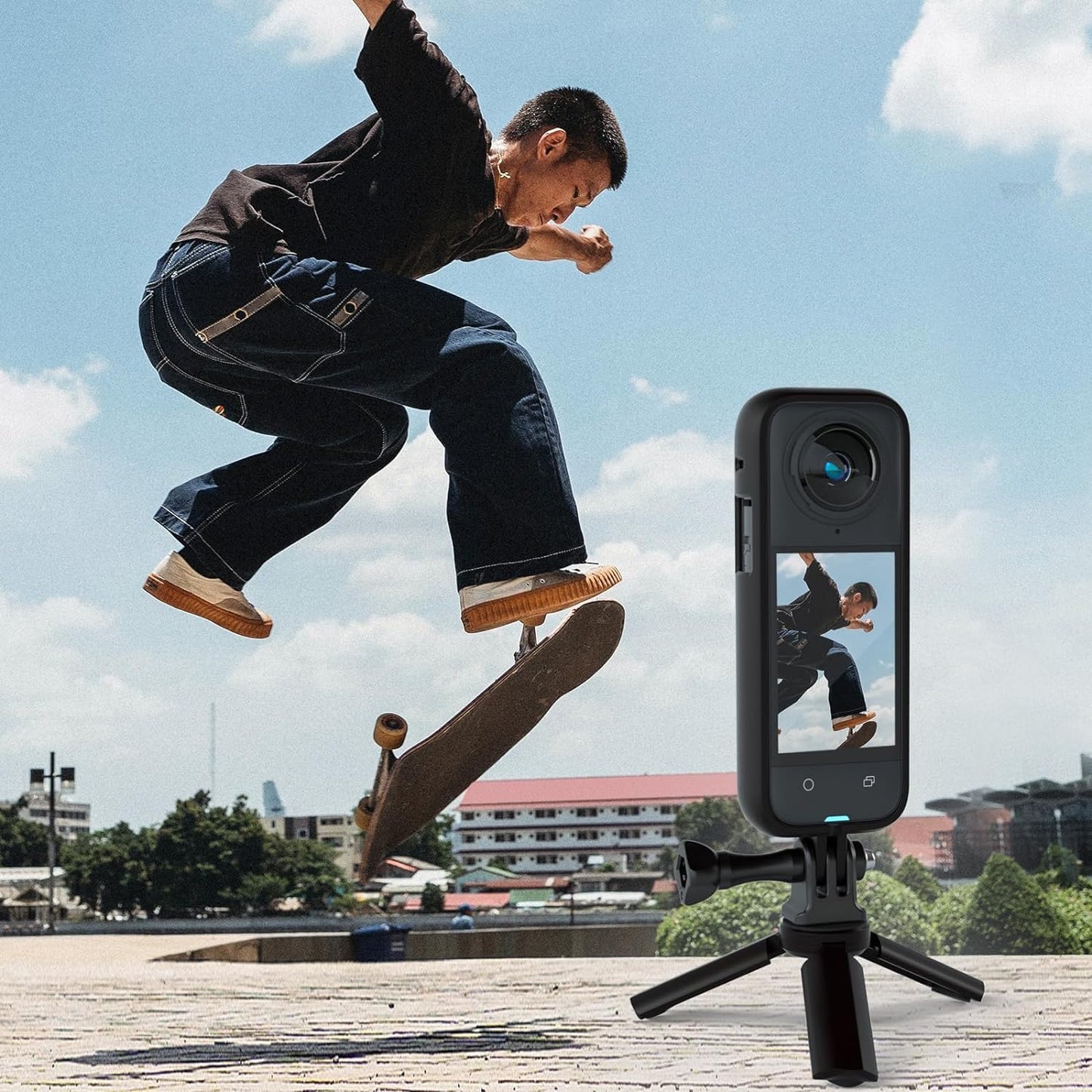 TEKTONIC Plastic Frame for Insta360X4 Protective Housing with Cold Shoe Mount sand Tripod Compatibility