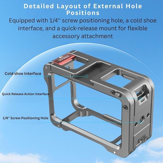 TEKTONIC TCC-AT5 Metal Cage for Action 5 Pro/4/3 – Aluminum Protective Camera Cage