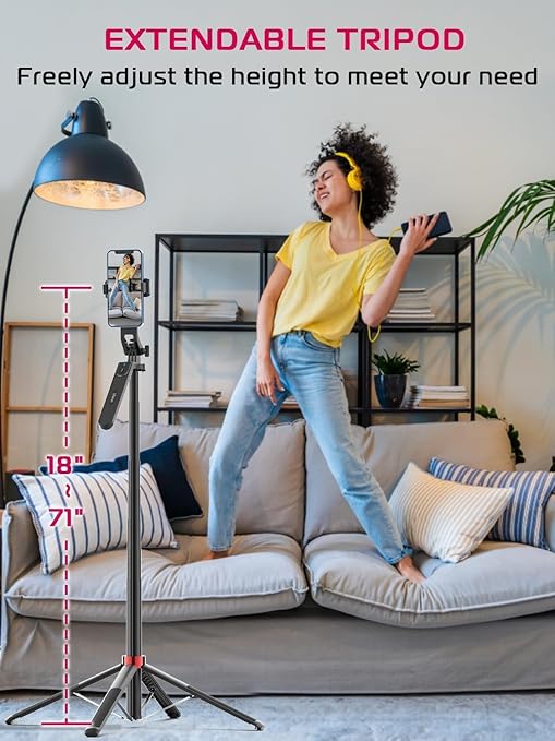 ULANZI MA09 Phone Tripod – 71" Extendable Selfie Stick with Remote