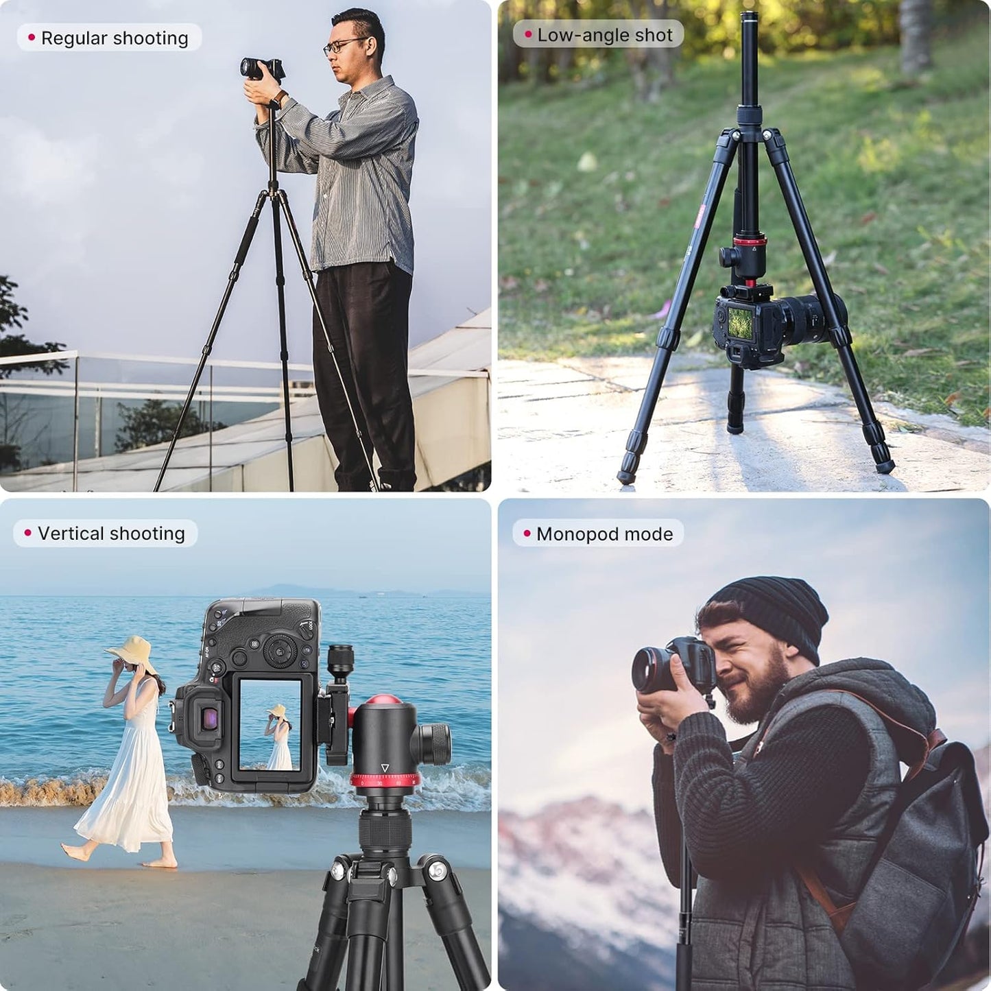 ULANZI MT-51 Heavy Duty Tripod – 360° Ball Head, Adjustable Height, Black