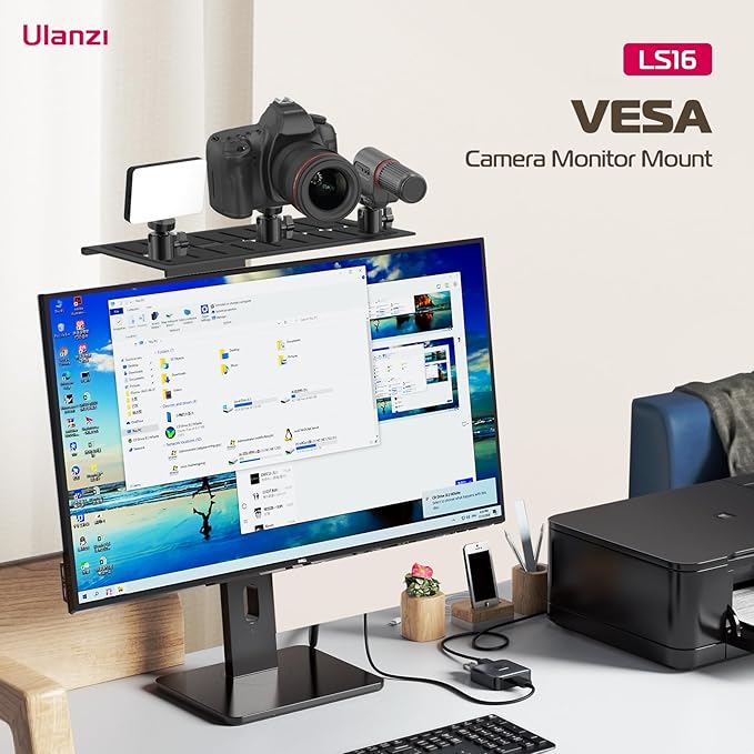 Ulanzi LS16 DSLR Monitor Top Shelf Clamp for VESA Arm & Desk Mounts