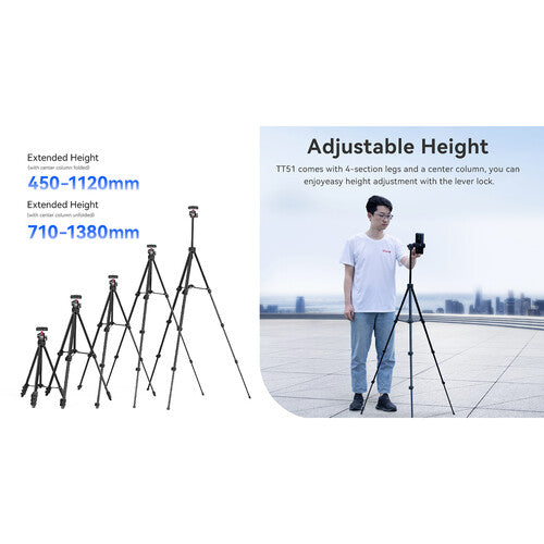Ulanzi TT51 Portable Tripod Stand with 360° Ball Head & Phone Holder