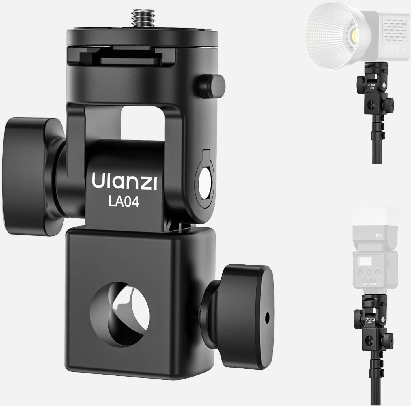 Ulanzi LA04 Light Stand Mount Adapter â€“ 1/4â€ Quick Release Tilt Head