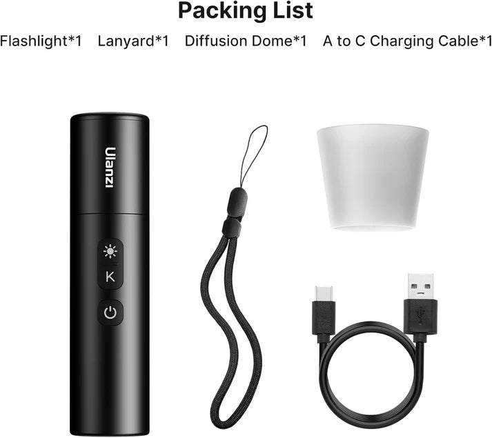 Ulanzi LM07 Photography Torch LED Video Light â€“ 2000K-5500K Bi-Color, Zoomable, 2000mAh Rechargeable Portable Light