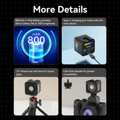 Ulanzi L3 RGB LED Waterproof Video Light â€“ Mini Magnetic Cube 2700Kâ€“7000K
