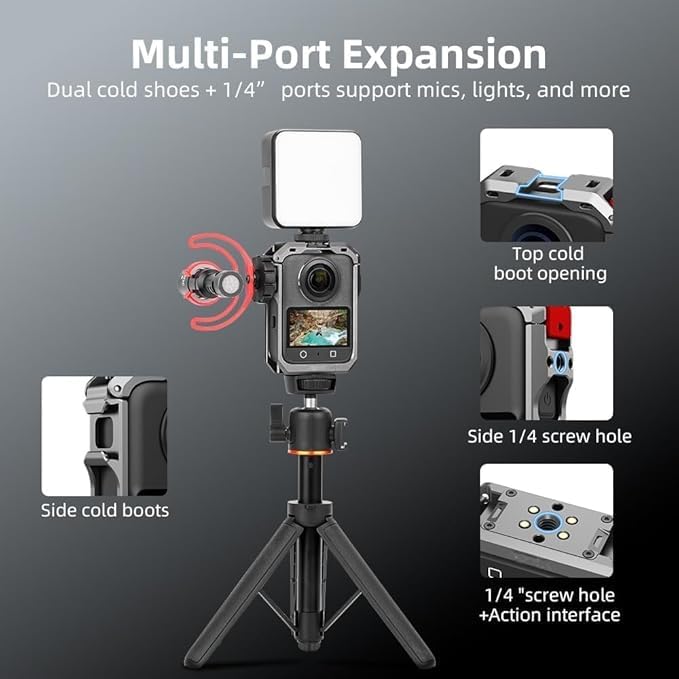 TEKTONIC TCC-OM360 Metal Cage for DJI Osmo 360 – Aluminum Protective Camera Cage