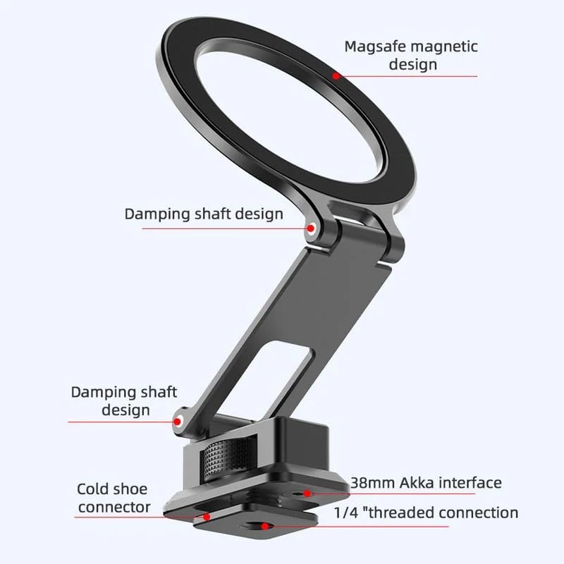 TEKTONIC MF08 Magnetic Folding Cold Shoe Phone Mount – Magnetic Tripod Adapter for iPhone