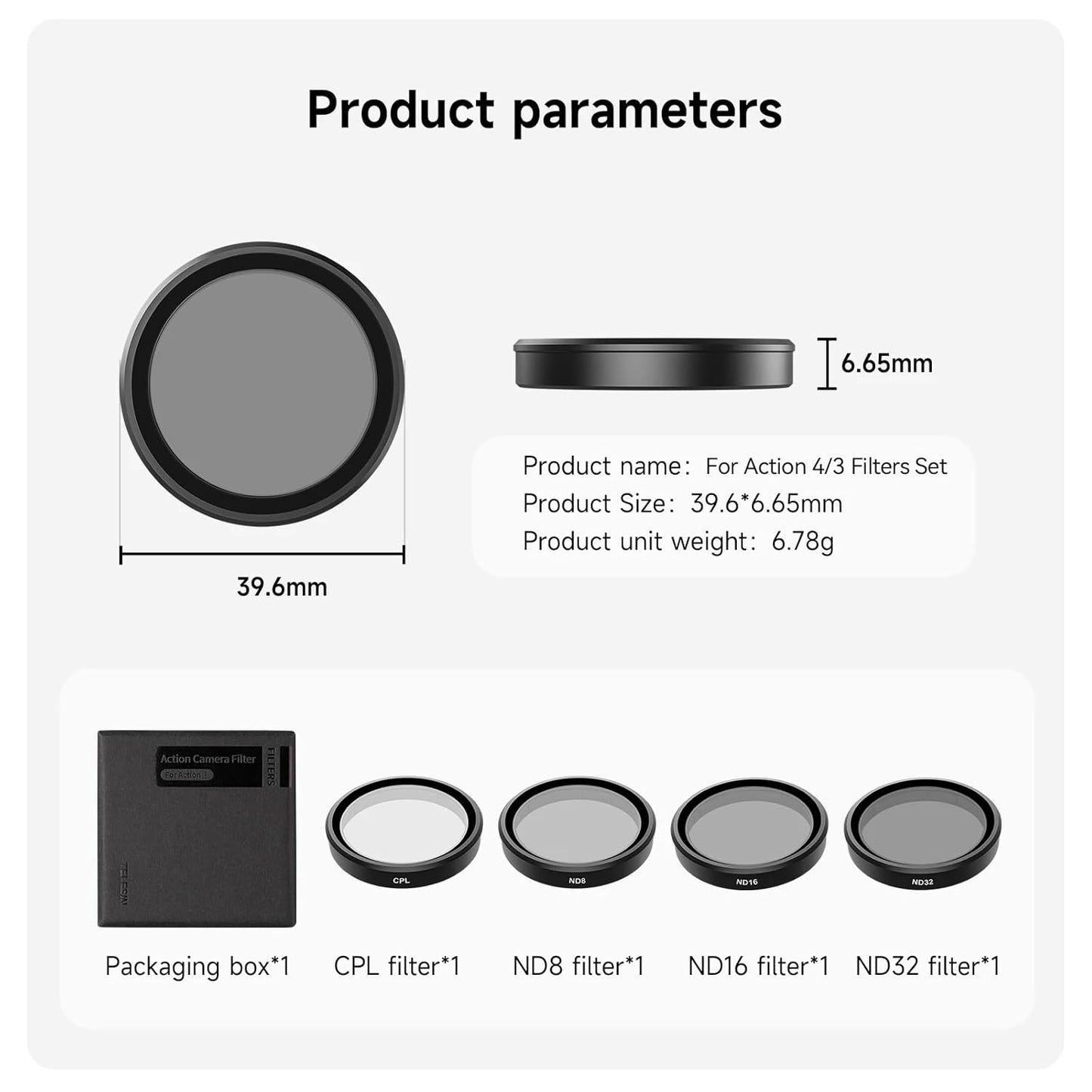 TEKTONIC Camera Filter Set for Action 5 Pro/4/3 – ND & CPL Lens Filters Kit
