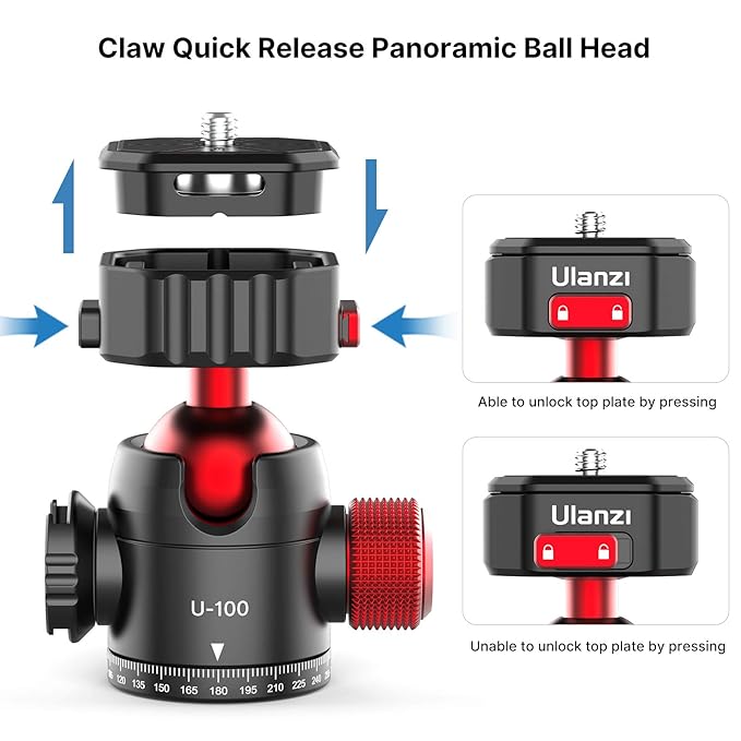 ULANZI Jusmo DSLR Tripod Ball Head with Quick Release & 20Kg Load Capacity