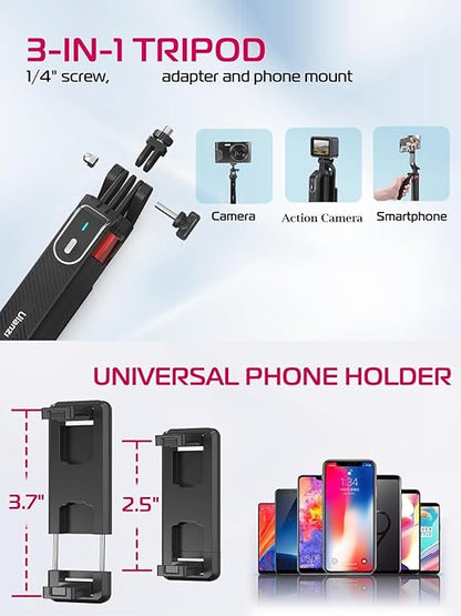 ULANZI MA09 Phone Tripod â€“ 71" Extendable Selfie Stick with Remote