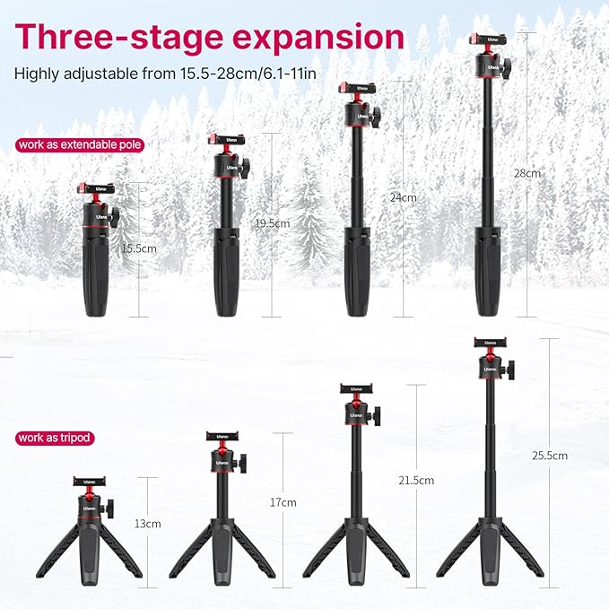 ULANZI MT-50 Magnetic Tripod â€“ Extendable Handle Grip, Black