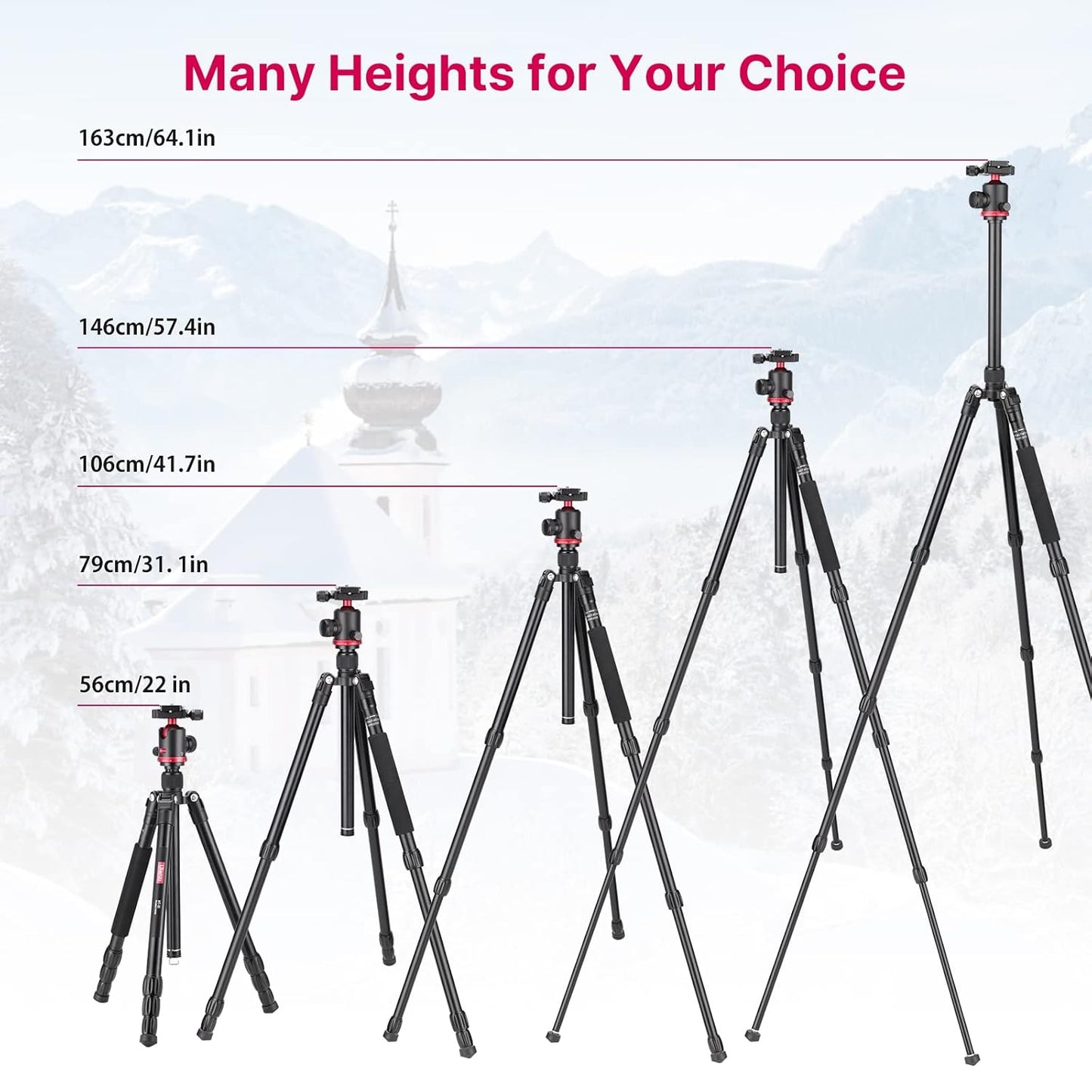 ULANZI MT-51 Heavy Duty Tripod â€“ 360Â° Ball Head, Adjustable Height, Black