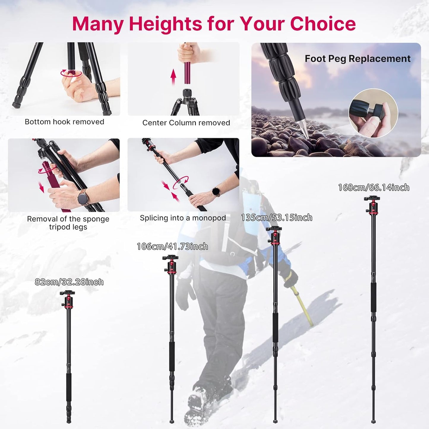 ULANZI MT-51 Heavy Duty Tripod â€“ 360Â° Ball Head, Adjustable Height, Black