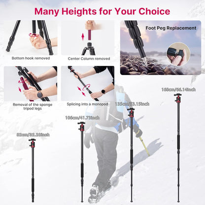 ULANZI MT-51 Heavy Duty Tripod â€“ 360Â° Ball Head, Adjustable Height, Black