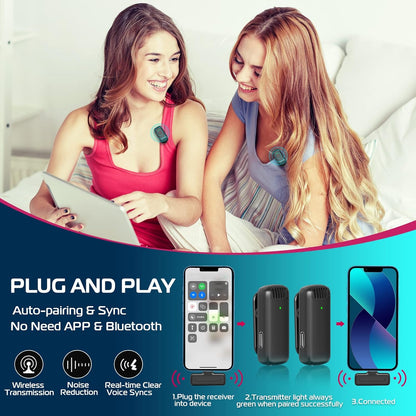 Ulanzi J12 Dual Wireless Lavalier Microphone for iPhone/iPad