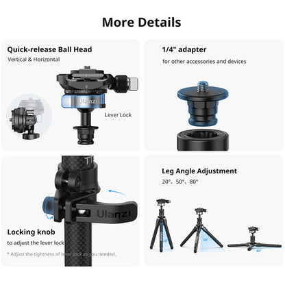 Ulanzi TT35 Carbon Fiber Hiking Stick Tripod Kit with Arca QR