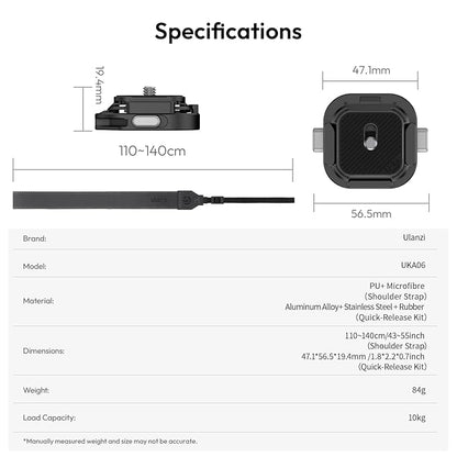 Ulanzi UKA06 Camera Shoulder Strap â€“ Quick Release Kit (10kg Load Capacity)