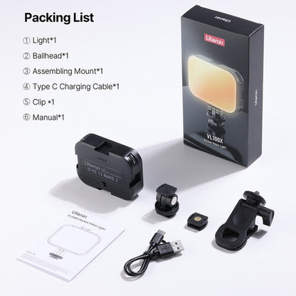 Ulanzi VL100X Clip LED Selfie Light â€“ Bi-Color Portable Panel (2500â€“6500K)