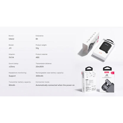 Ulanzi J11 Wireless Lavalier Microphone for iPhone/iPad