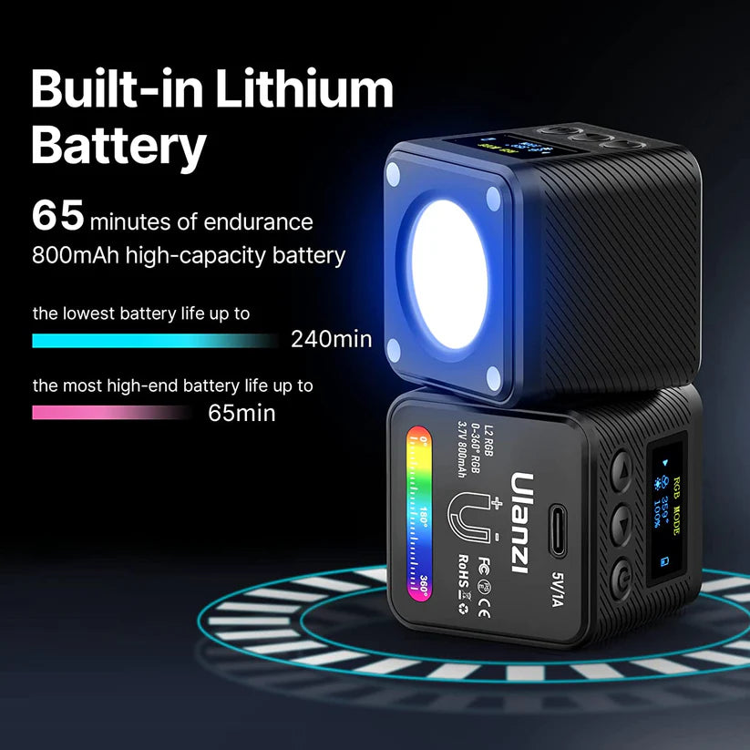 Ulanzi L2 RGB LED Video Light Ã¢â‚¬â€œ Magnetic Pocket Cube Light