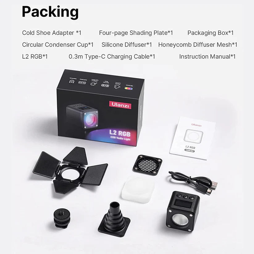 Ulanzi L2 RGB LED Video Light Ã¢â‚¬â€œ Magnetic Pocket Cube Light